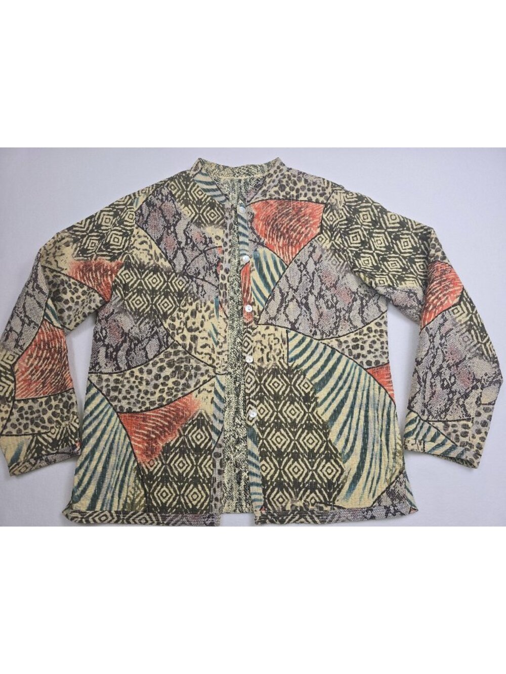 Medium Boho Art to Wear Reversible Jacket Button Front Lagenlook